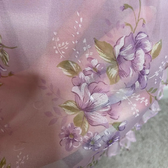 Vintage Purple Ruffled Chiffon Off the Shoulders‎ Prom Gown Small - Picture 6 of 9